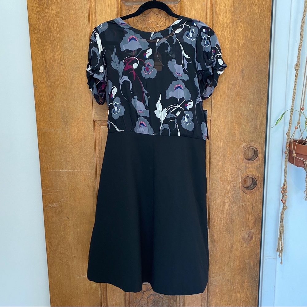 DKNY floral dress black gray blue purple